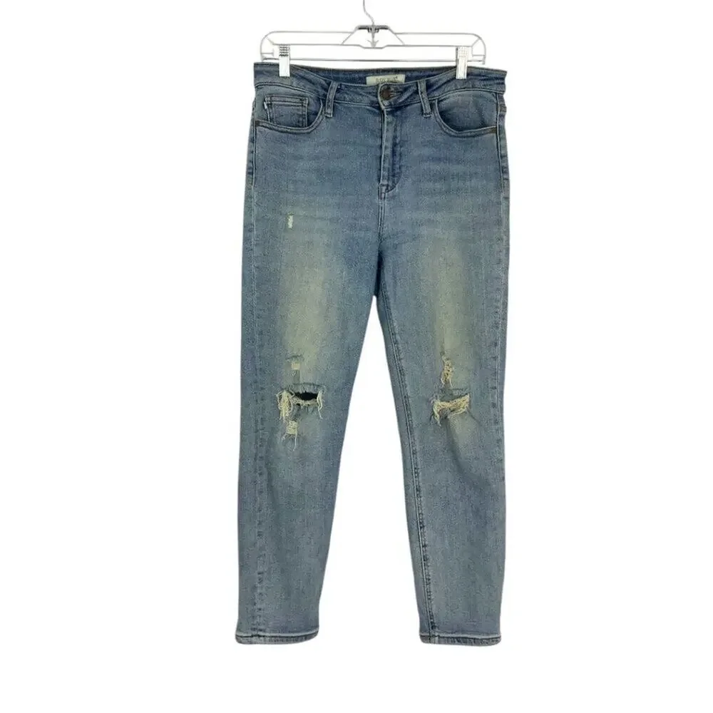 Judy Blue Distressed Crop Skinny Denim Jeans Size 28